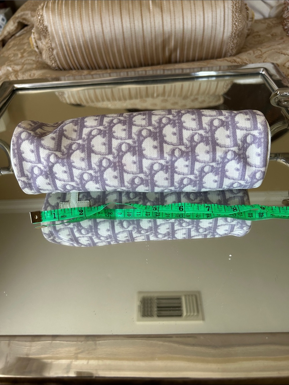 Dior Lavender Oblique Canvas Cosmetic Pouch with White '1' Appliqué ..Callouts - Picture 4 of 15